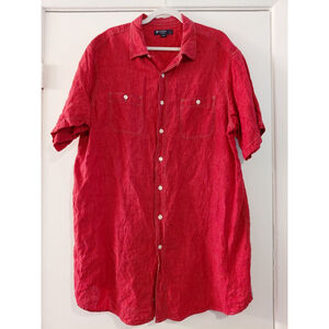 Daniel Cremieux Men's 2XT Red Collared Short Sleeve Casual Button Up Shirt